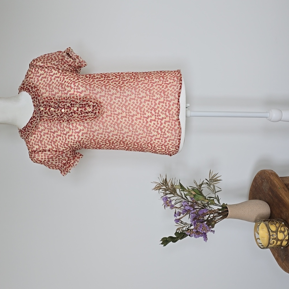 Topshop See-Through Floral Blouse with Ruffled collar and sleeves